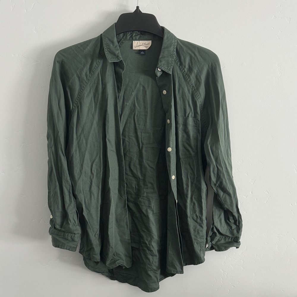 Dark Green Button-Up Shirt Jacket